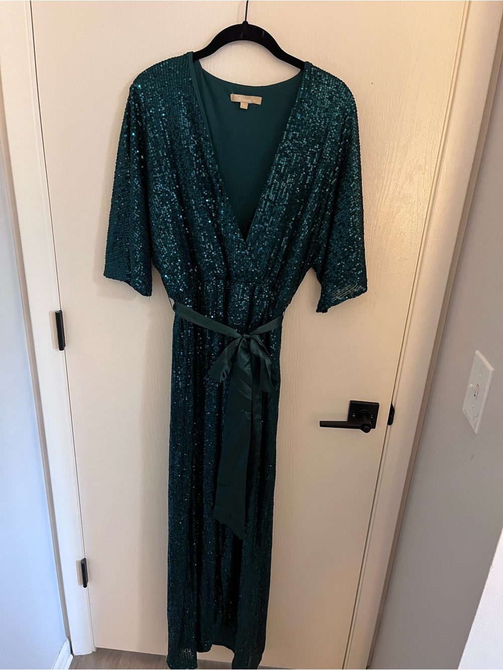 Emerald Sequin Wrap Maxi Dress - Women